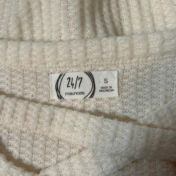 Maurices 24/7 Cream Strappy Front Waffle Knit Thermal Top Small Women’s - Picture 9 of 11